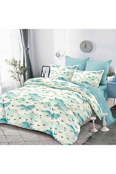 OEM Lenjerie de pat cu elastic pentru pat dublu 2 persoane, 6 piese, PRV, Fin...