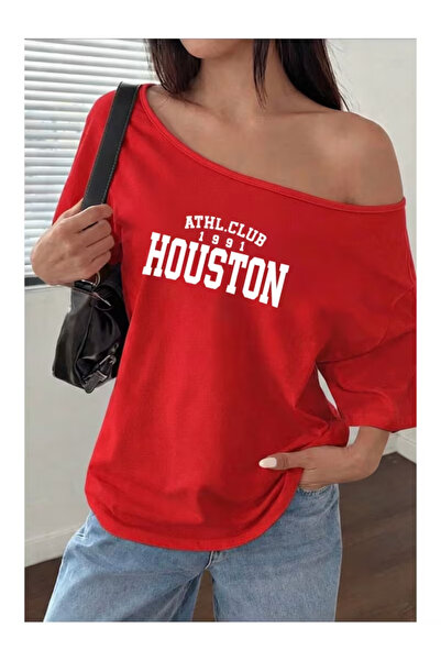 Machetta Γυναικείο μπλουζάκι με λαιμόκοψη Kayık Houston 1991 με στάμπα, overs...