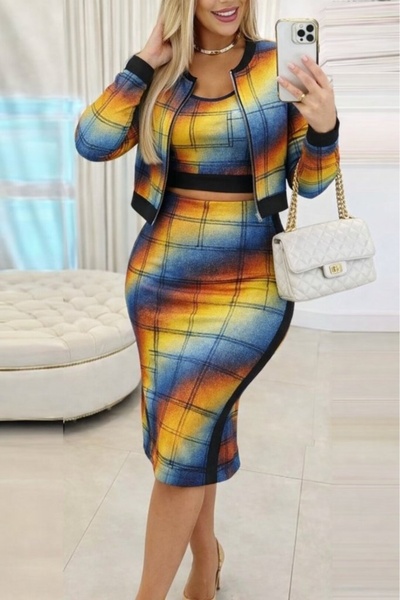 Wear Up Set de trei piese pentru femei, cu mâneci lungi, cu gât rotund, cu mo...