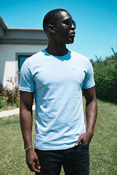 MATERIAL Ανδρικό άνετο, casual, καλοκαιρινό μπλουζάκι σε χρώμα Ice Blue