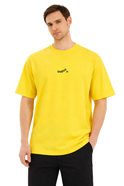 DUBU BUTİK Unisex Oversize κίτρινο μπλουζάκι με στάμπα 100% βαμβάκι με γράμμα...