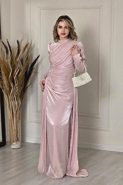 Yonca Moda Evi Pudra Taşlı Abiye 5148