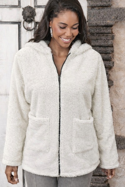 Wear Up Women's Long Sleeve Hooded Welsoft Jacket with Front Zipper and Pockets