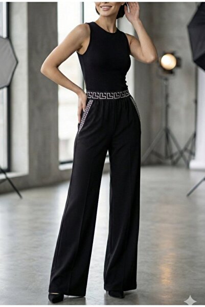Wear Up Γυναικείο παντελόνι με ψηλή μέση, ελαστική μέση, νεανικό μακρύ παντελ...