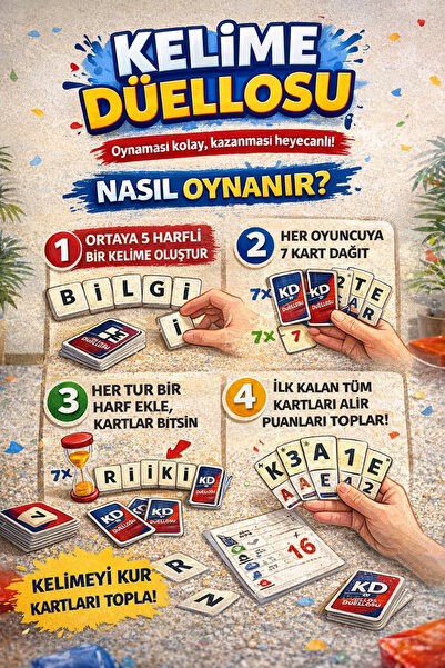 Gargamel Kelime Düellosu Kart Oyunu | 5 Harfli Kelime Oyunu Eğitici Zeka ve Aile Oyunu