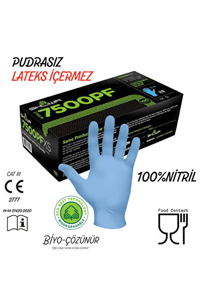 Showa (10 kutu x 100'lü) 7500PF Pudrasız Mavi Nitril Eldiven (🧤 8-MEDIUM)