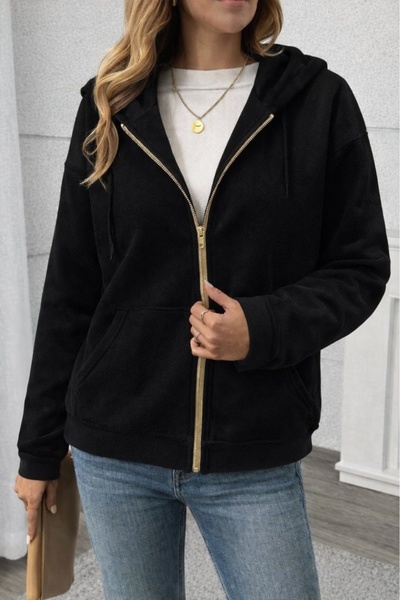 Wear Up Γυναικείο μακρυμάνικο μπουφάν με κουκούλα με φερμουάρ και λεπτομέρεια...