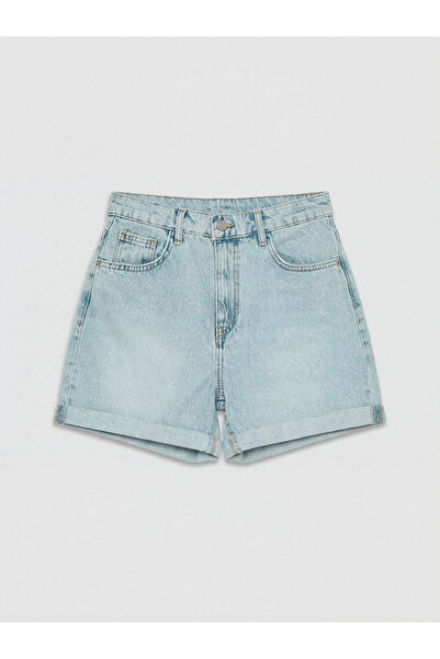 LC Waikiki Indigo high waist women's jean shorts