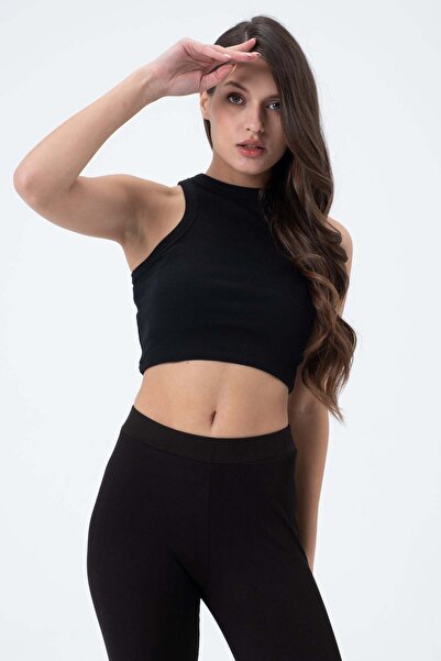 QUHOX Γυναικείο Camisole Crop Tank Top Μαύρο