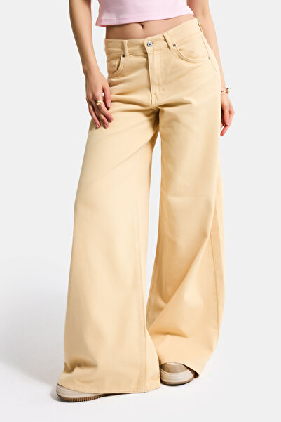 it's basic Γυναικείο τζιν παντελόνι σε μπεζ χρώμα Hera 6s6-57 Palazzo Fit Loo...
