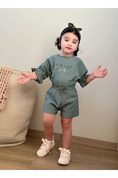 CHİCKİDSWEAR Κοριτσίστικο Σετ Σορτς Καλοκαιρινό Άνετο Ελαστικό Σορτς με Μπλου...