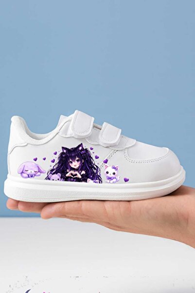 amazoondesing Μωβ γλυκά αθλητικά παπούτσια για κορίτσια με στάμπα anime, με τ...