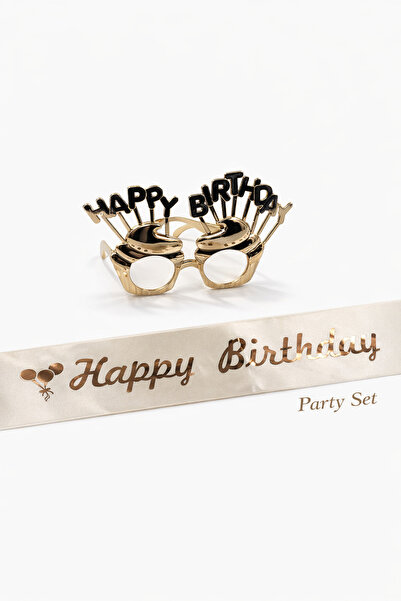PARTİPORT Happy Birthday Parti Seti Gözlük ve Kuşak Doğum Günü Aksesuarı