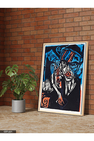 Evinemoda Ernst Kirchner Klasični poster Jednodijelna crna slika u drvenom ok...