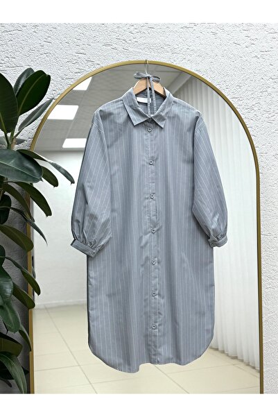 MİHRA STORE Μακρύ τουνίκ με ρίγες, με κορδόνι στον αστράγαλο και σχισμές στα ...