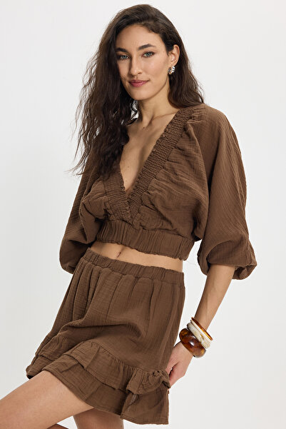 Tudors Γυναικείο σετ φούστας σε μεγάλο μέγεθος, 100% βαμβακερό, με διπλό στήθ...