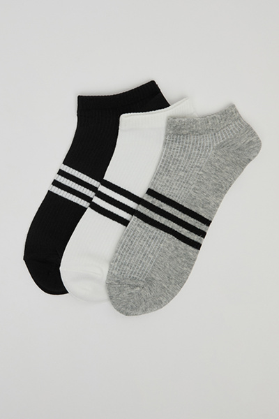 R&B 3 Pack Striped Ankle Socks
