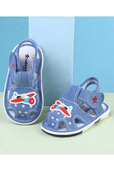 Cute Walk by Babyhug Sandals With Velcro Closure & Aeroplane Applique - Light...