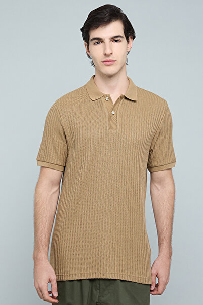 R&B Textured Polo T-Shirt with Short Sleeves