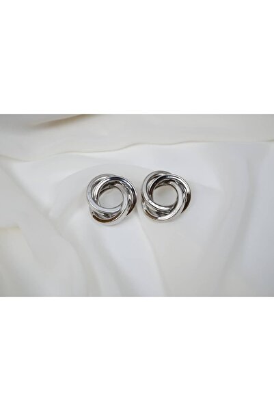 ATELİER TUĞBA Kp371 Interlocked Ring Design Earrings (30 mm)