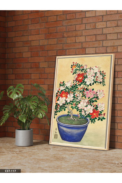 Evinemoda Λουλούδι σε γλάστρα - Ενιαίος πίνακας με ξύλινο πλαίσιο