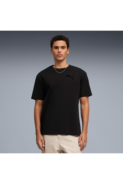 Puma Ess Elevated Cat Logo Men's Black T-Shirt