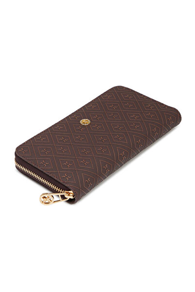 Tergan Kahverengi Print Kadın Cüzdan - S1CB00055823-R1P
