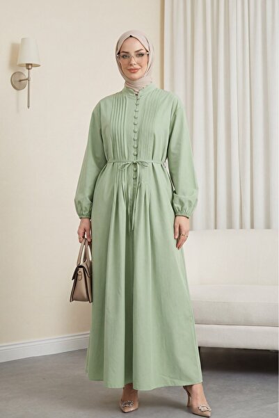 HİJABAYA Φόρεμα ποπλίνα με ραβδώσεις και μισά κουμπιά μπροστά