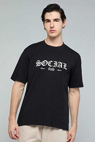 R&B Typography Print T-Shirt with Crew Neck and Short Sleeves