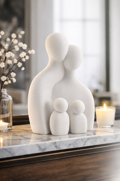 Beyaz Minimalist Aile Biblosu Dekoratif Heykel Modern Ev Dekoru
