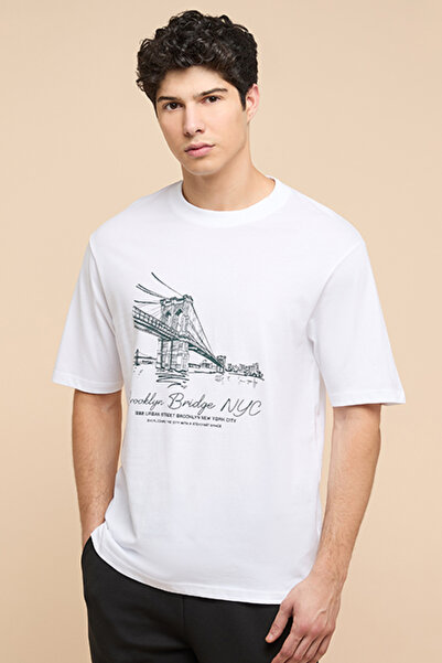 R&B Printed T-Shirt with Crew Neck and Short Sleeves