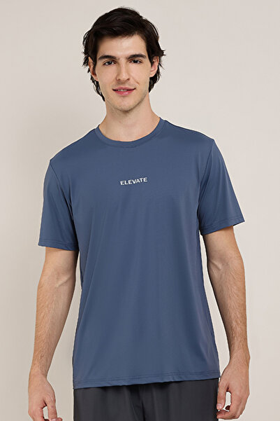 R&B Print Detail Active T-Shirt with Crew Neck and Short Sleeves