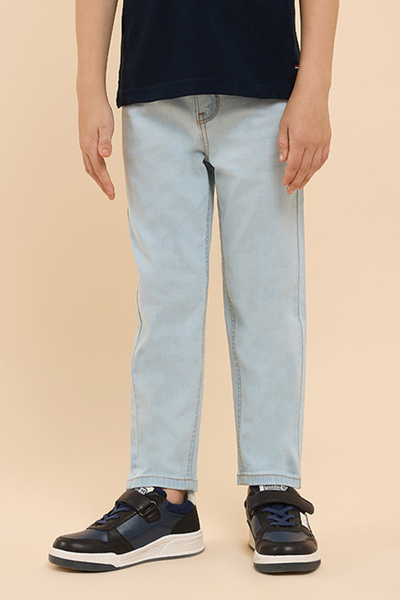 R&B Washed Straight Fit Jeans with Button Closure