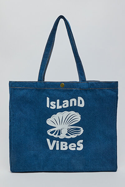 R&B Printed Denim Shoulder Bag