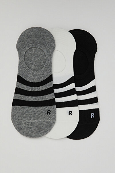R&B 3 Pack Striped No-Show Socks
