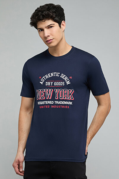 R&B Typography Print T-Shirt with Crew Neck and Short Sleeves