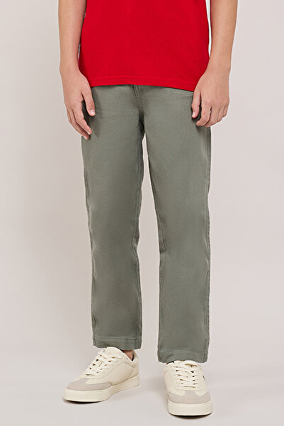 R&B Solid Straight Fit Pants With Drawstring Waist
