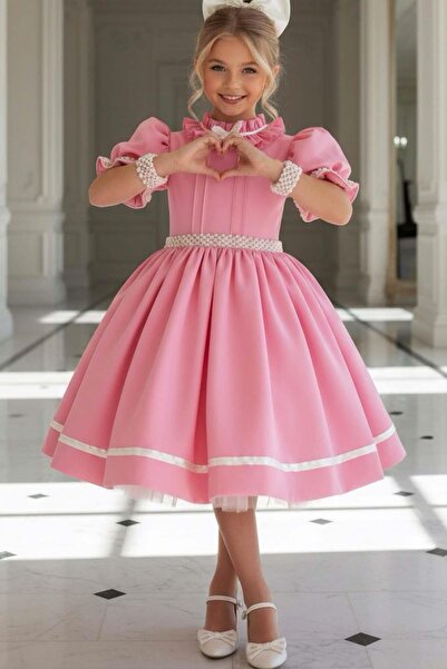 Riccotarz Κοριτσίστικο φόρεμα με γιακά κλόουν και βολάν στη μέση, με λεπτομέρ...