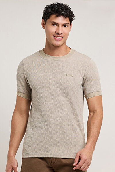 R&B Textured T-Shirt with Crew Neck and Short Sleeves