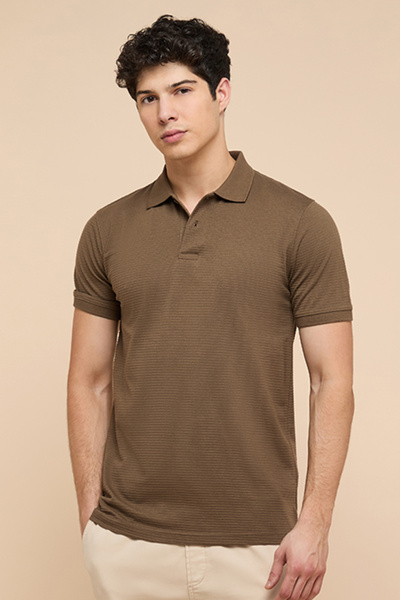 R&B Textured Polo T-Shirt with Short Sleeves