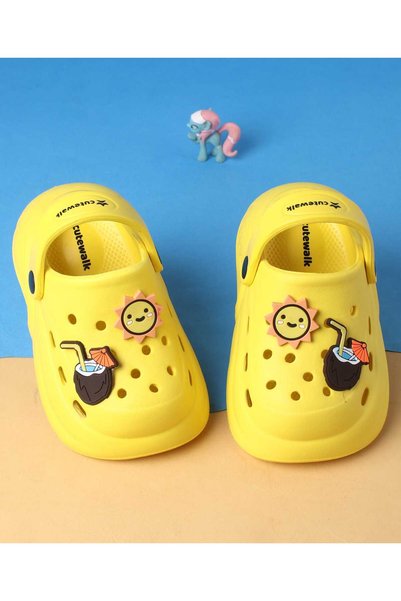 Cute Walk by Babyhug حذاء كلوغز بحزام خلفي وتطريز شمس - أصفر