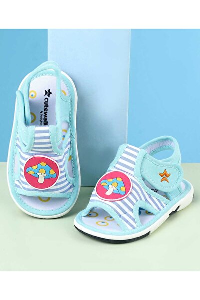Cute Walk by Babyhug صندل بحزام فيلكرو وتطريز على شكل فطر - أزرق فاتح