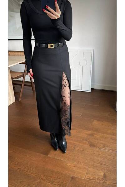 manana fashion Δαντέλα Λεπτομερής μίντι φούστα άνοιγμα