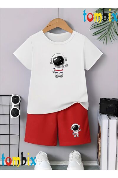 tombix Little Astronaut Printed T-Shirt Shorts Summer Children's Set