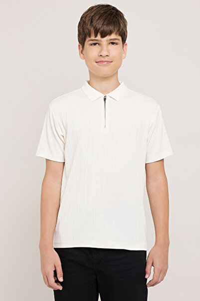 R&B Textured Polo T-Shirt with Short Sleeves