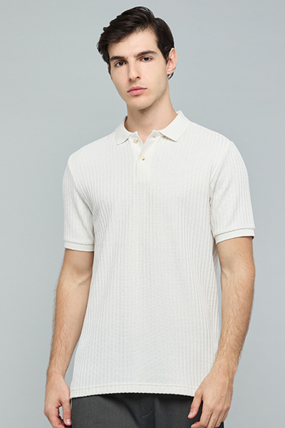 R&B Textured Polo T-Shirt with Short Sleeves
