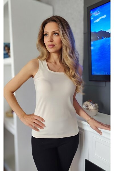 moda felinya KADIN ASKILI KARE YAKA KREM RENK BODY ATLET