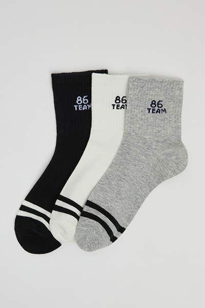 R&B 3 Pack Striped Crew Socks