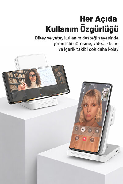 woyax Kablosuz Şarj Standı Katlanabilir Huawei Watch iPhone Android Telefon Saat Kulaklık Uyumlu Wireless