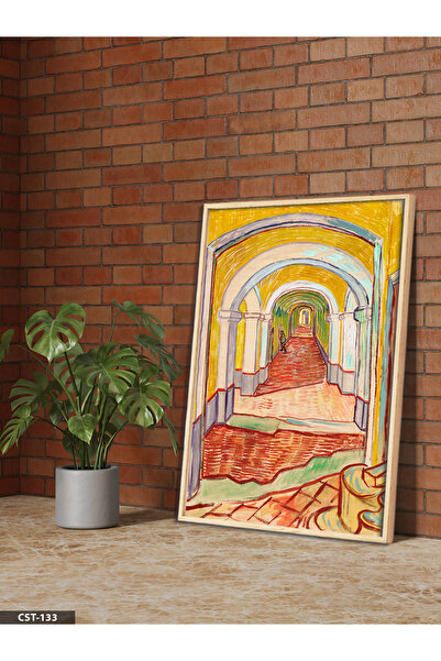 Evinemoda Βίνσεντ Βαν Γκογκ Διάδρομος στο Ψυχαγωγείο Ενιαίος Πίνακας με Ξύλιν...